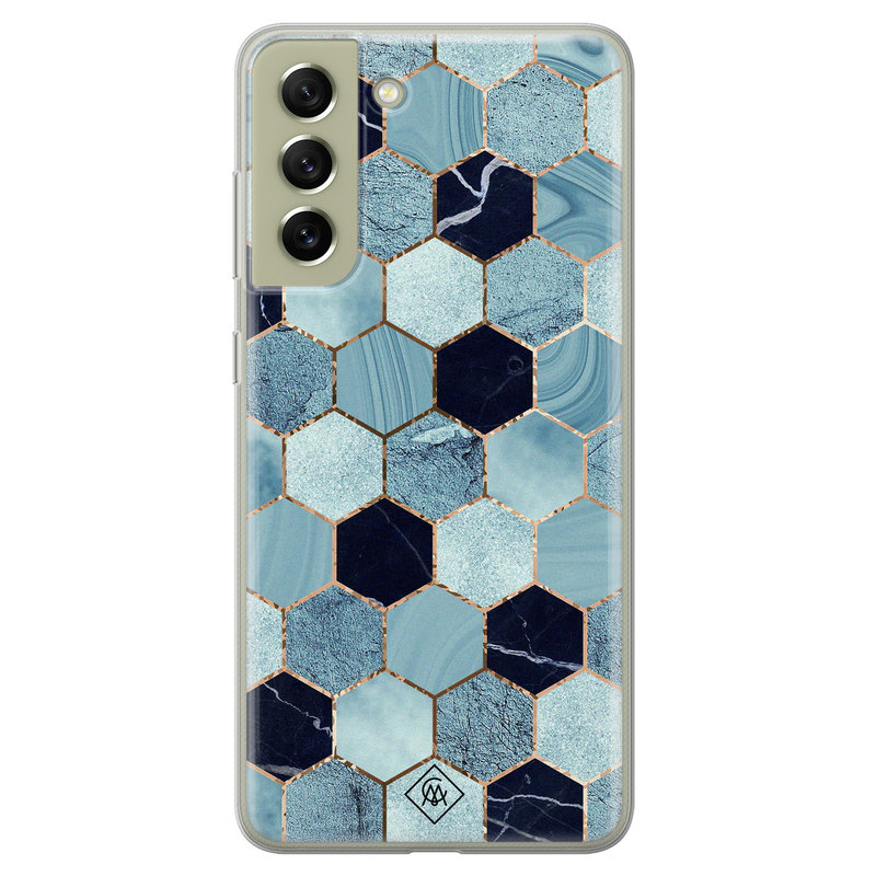 Casimoda Samsung Galaxy S21 FE siliconen hoesje - Blue cubes