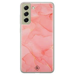 Casimoda Samsung Galaxy S21 FE siliconen hoesje - Marmer roze