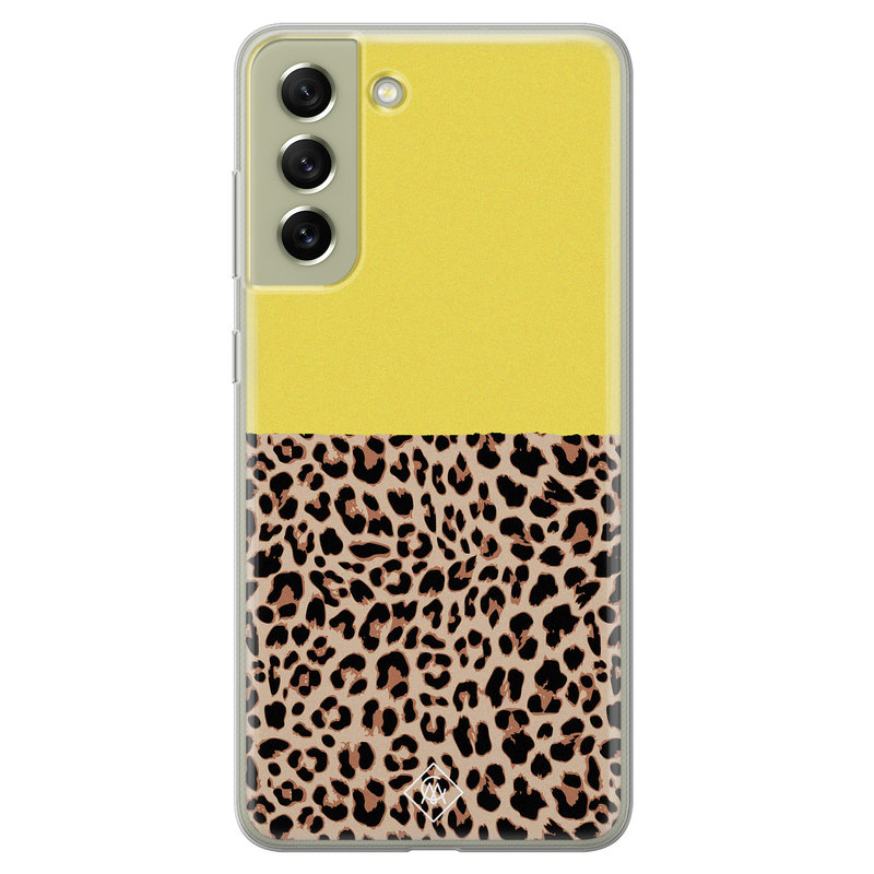 Casimoda Samsung Galaxy S21 FE siliconen hoesje - Luipaard geel