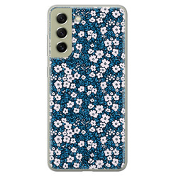 Casimoda Samsung Galaxy S21 FE siliconen hoesje - Bloemen blauw
