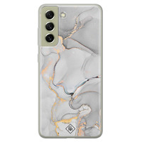 Casimoda Samsung Galaxy S21 FE siliconen hoesje - Marmer grijs