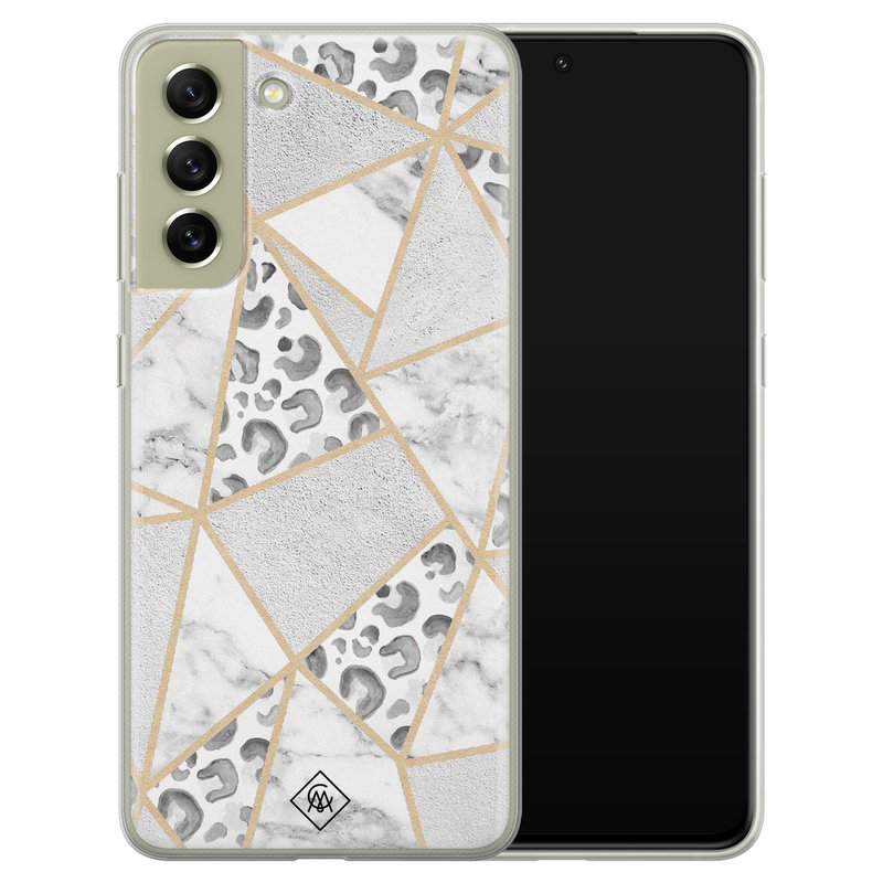 Casimoda Samsung Galaxy S21 FE siliconen hoesje - Stone & leopard print