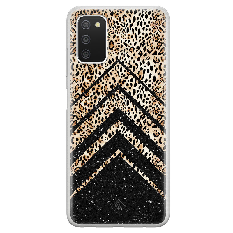 Casimoda Samsung Galaxy A03s siliconen hoesje - Chevron luipaard