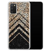 Casimoda Samsung Galaxy A03s siliconen hoesje - Chevron luipaard