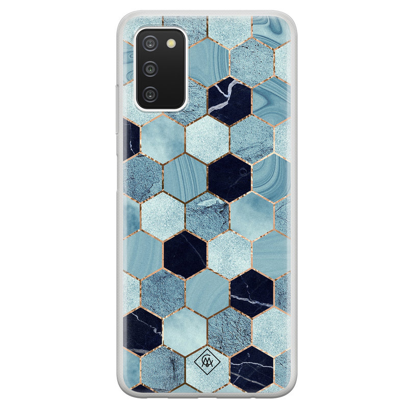 Casimoda Samsung Galaxy A03s siliconen hoesje - Blue cubes