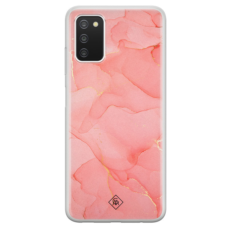 Casimoda Samsung Galaxy A03s siliconen hoesje - Marmer roze