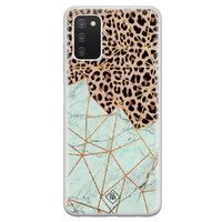 Casimoda Samsung Galaxy A03s siliconen hoesje - Luipaard marmer mint