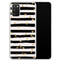 Casimoda Samsung Galaxy A03s siliconen hoesje - Hart streepjes