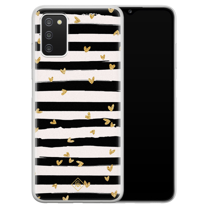 Casimoda Samsung Galaxy A03s siliconen hoesje - Hart streepjes