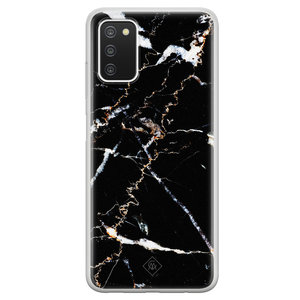 Casimoda Samsung Galaxy A03s siliconen hoesje - Marmer zwart