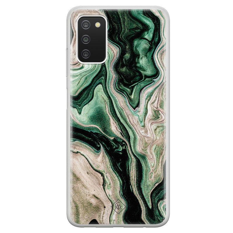 Casimoda Samsung Galaxy A03s siliconen hoesje - Green waves