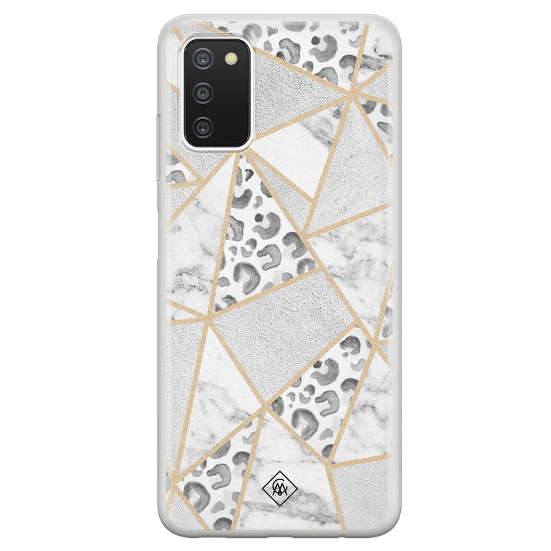 Casimoda Samsung Galaxy A03s siliconen hoesje - Stone & leopard print