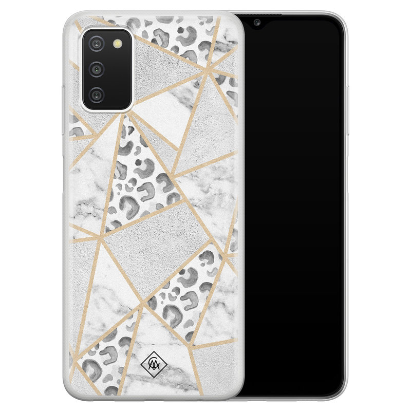 Casimoda Samsung Galaxy A03s siliconen hoesje - Stone & leopard print