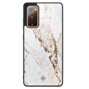 Casimoda Samsung Galaxy S20 FE glazen hardcase - Marmer goud