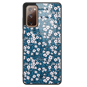 Casimoda Samsung Galaxy S20 FE glazen hardcase - Bloemen blauw
