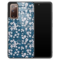 Casimoda Samsung Galaxy S20 FE glazen hardcase - Bloemen blauw