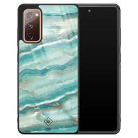 Casimoda Samsung Galaxy S20 FE glazen hardcase - Marmer azuurblauw