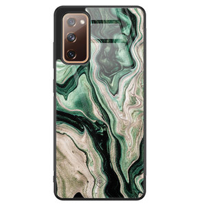 Casimoda Samsung Galaxy S20 FE glazen hardcase - Green waves