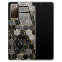 Casimoda Samsung Galaxy S20 FE glazen hardcase - Hexagons zwart