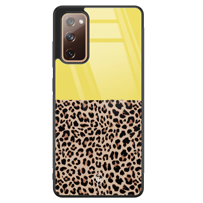 Casimoda Samsung Galaxy S20 FE glazen hardcase - Luipaard geel