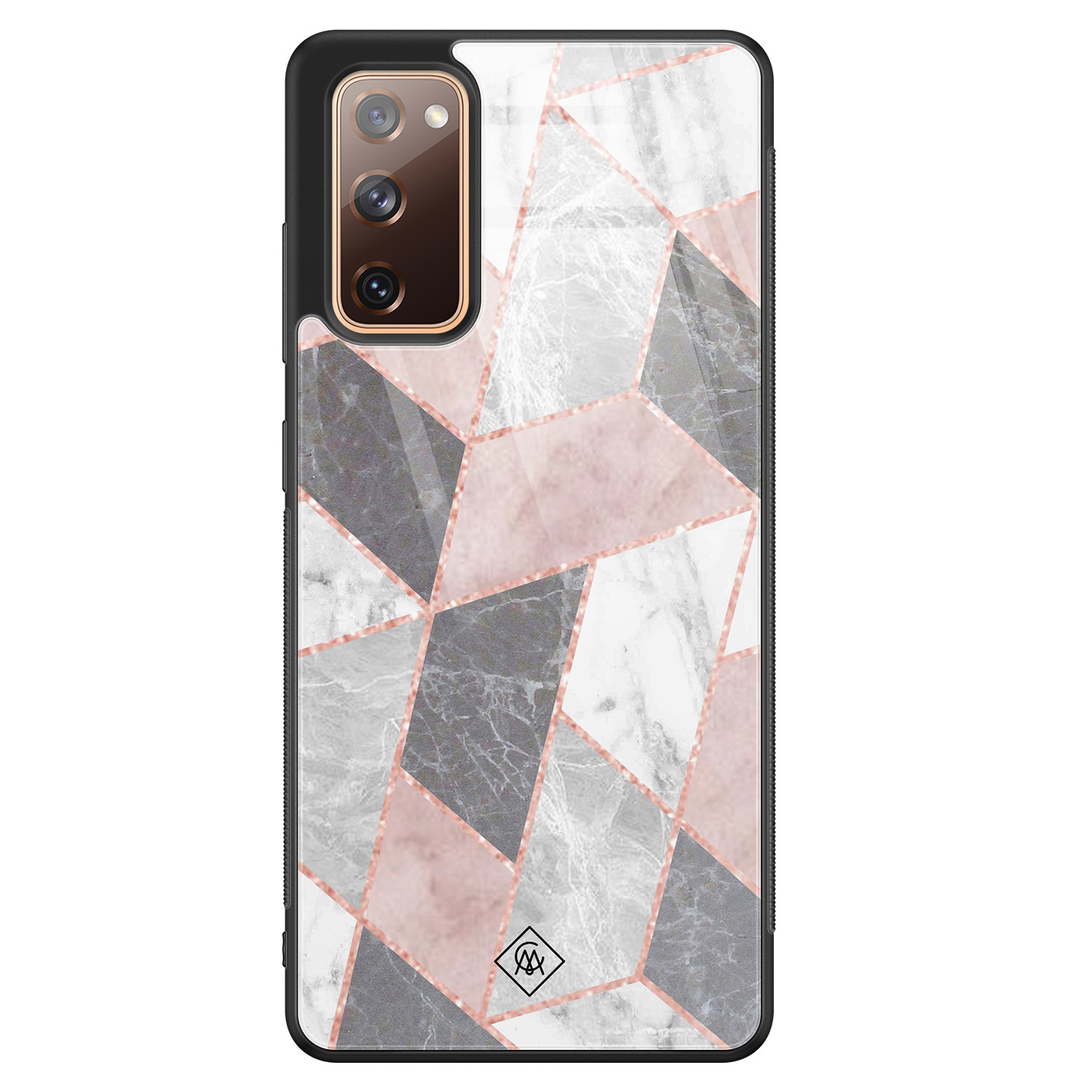 Samsung Galaxy S20 FE glazen hardcase Stone grid