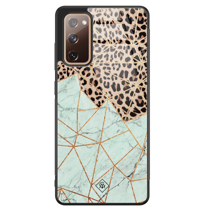 Casimoda Samsung Galaxy S20 FE glazen hardcase - Luipaard marmer mint