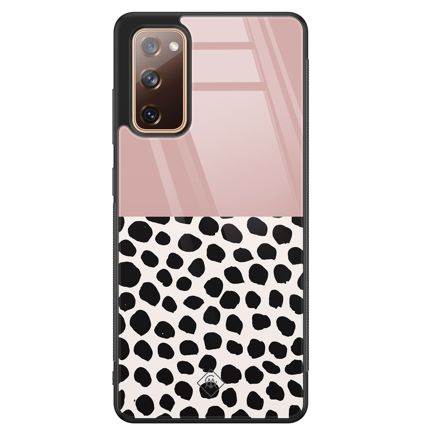 Samsung Galaxy S20 FE glazen hardcase Pink dots