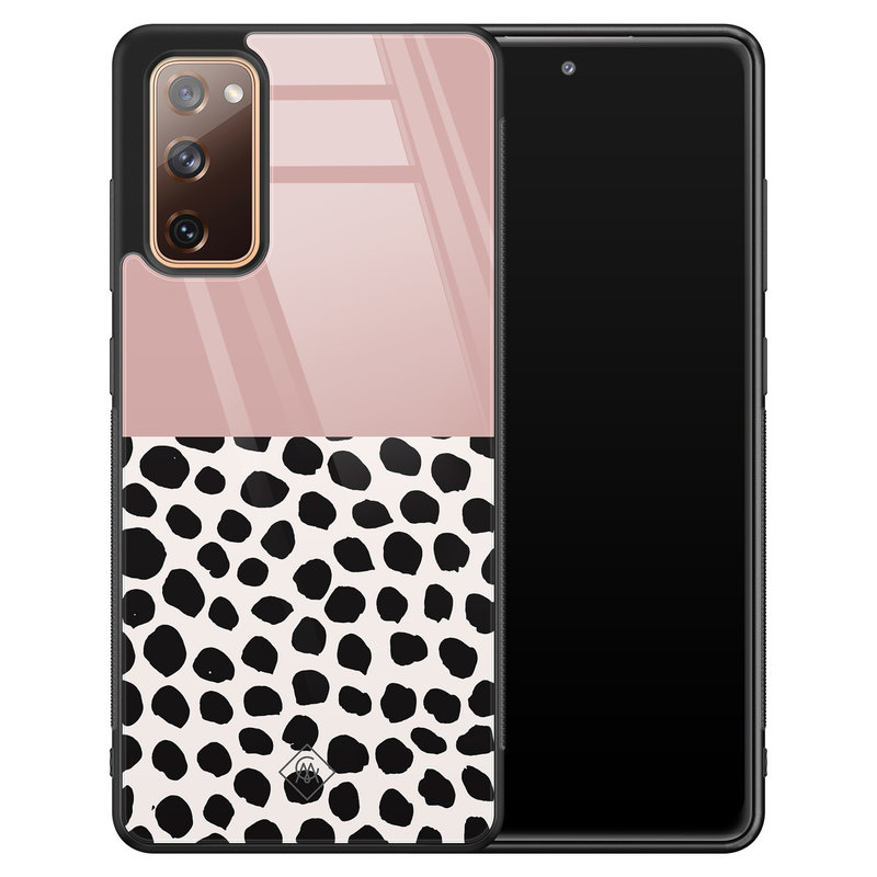 Casimoda Samsung Galaxy S20 FE glazen hardcase - Pink dots