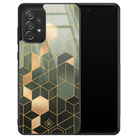 Casimoda Samsung Galaxy A52 glazen hardcase - Kubus groen