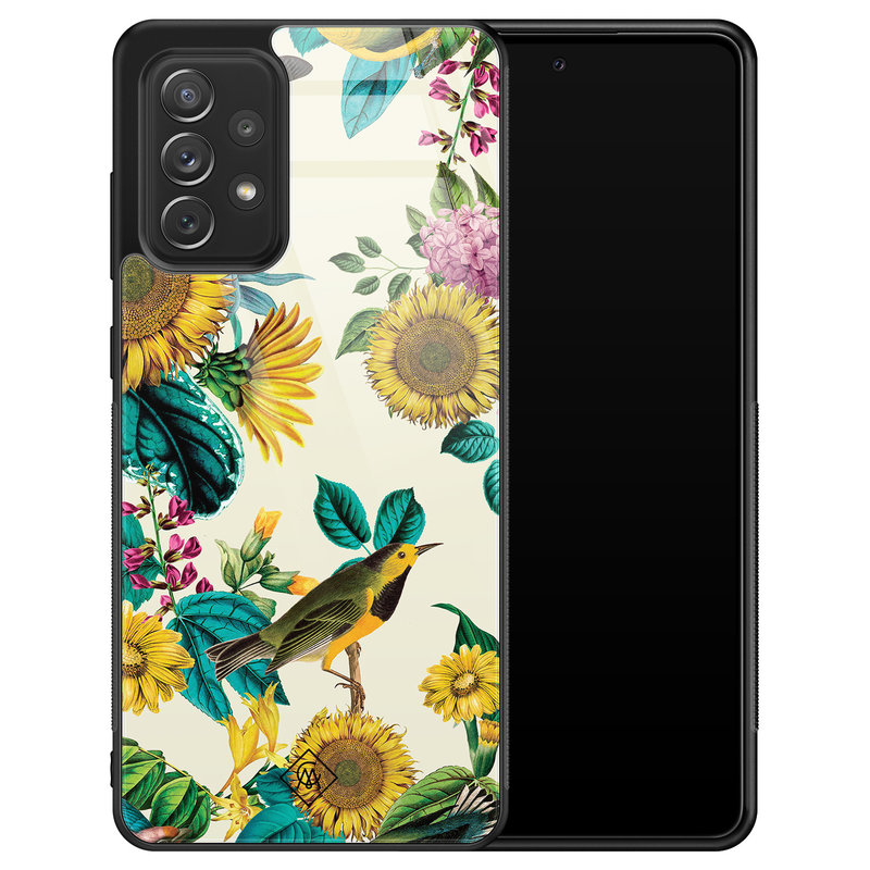 Casimoda Samsung Galaxy A52 glazen hardcase - Sunflowers