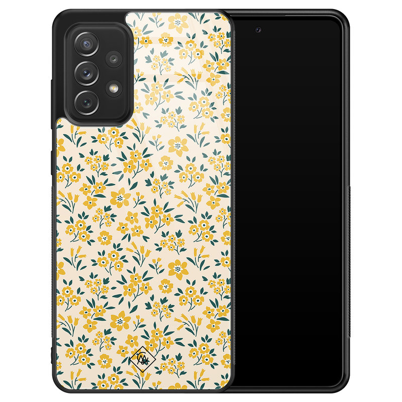 Casimoda Samsung Galaxy A52 glazen hardcase - Yellow garden