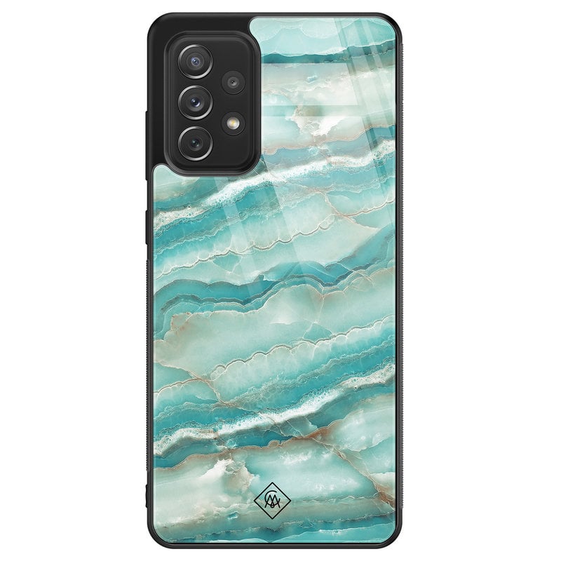 Casimoda Samsung Galaxy A52 glazen hardcase - Marmer azuurblauw