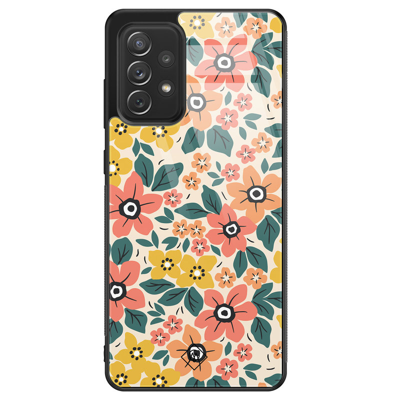 Casimoda Samsung Galaxy A52 glazen hardcase - Blossom