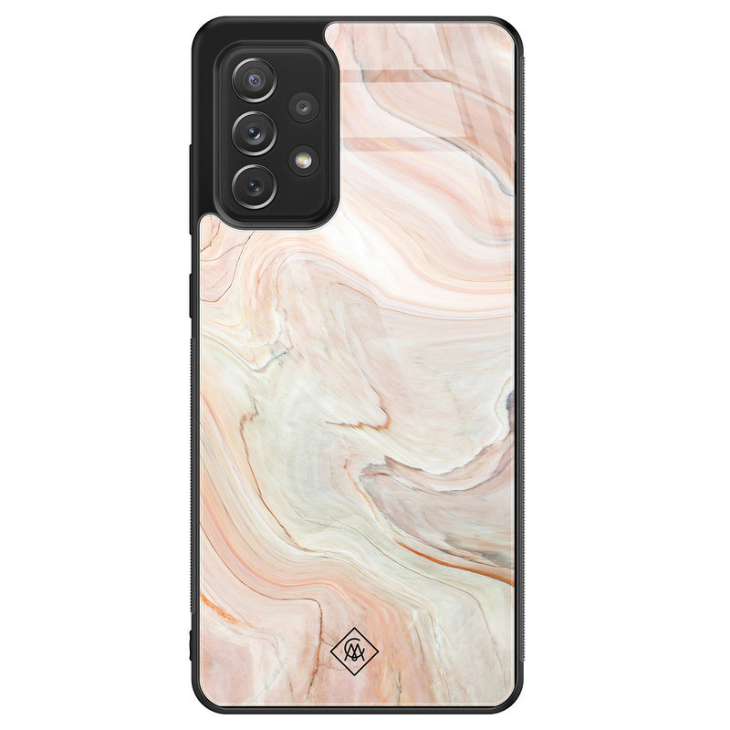 Casimoda Samsung Galaxy A52 glazen hardcase - Marmer waves