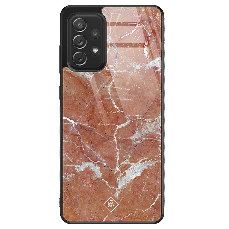 Casimoda Samsung Galaxy A52 glazen hardcase - Marble sunkissed