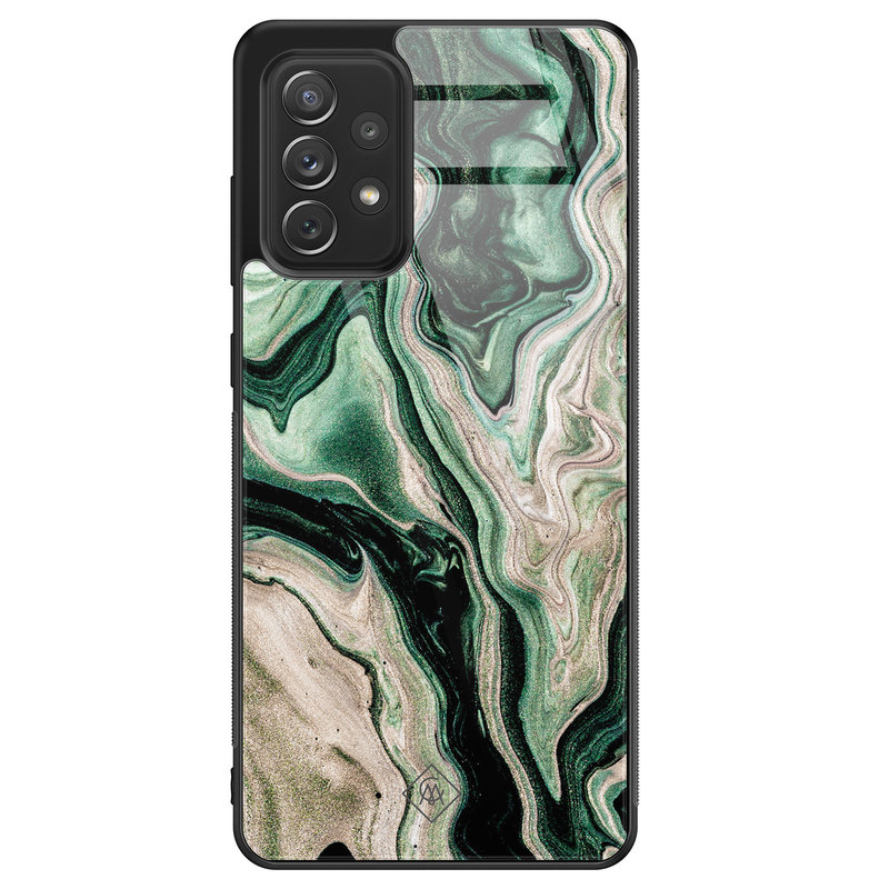 Casimoda Samsung Galaxy A52 glazen hardcase - Green waves