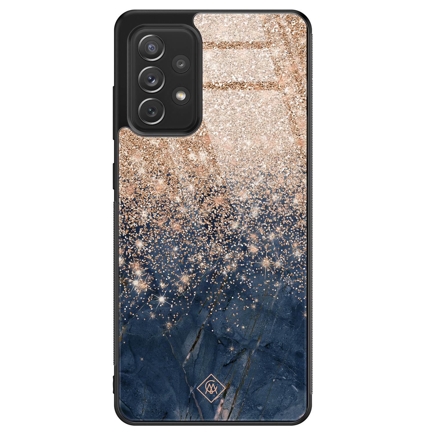 Samsung Galaxy A52 glazen hardcase Marmer blauw rosegoud