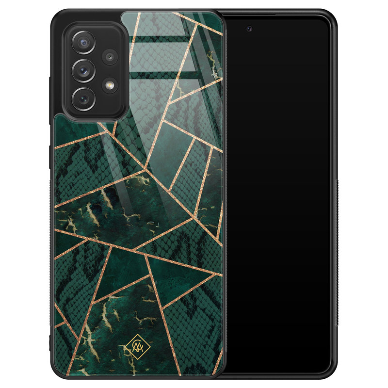 Casimoda Samsung Galaxy A52 glazen hardcase - Abstract groen