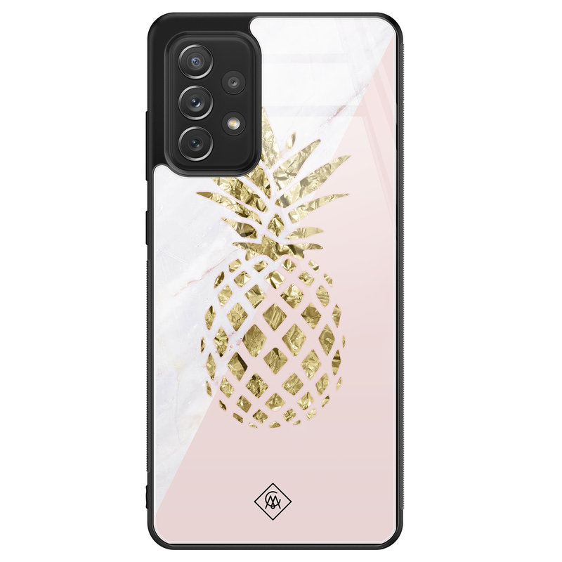 Casimoda Samsung Galaxy A52 glazen hardcase - Ananas