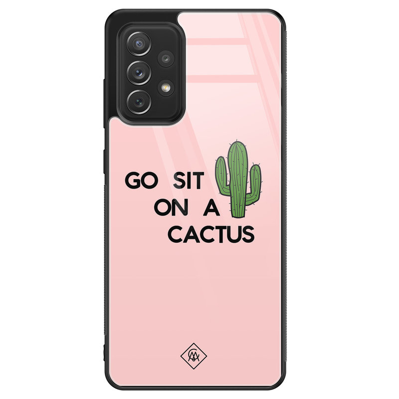 Casimoda Samsung Galaxy A52 glazen hardcase - Go sit on a cactus