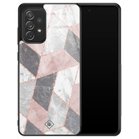 Casimoda Samsung Galaxy A52 glazen hardcase - Stone grid