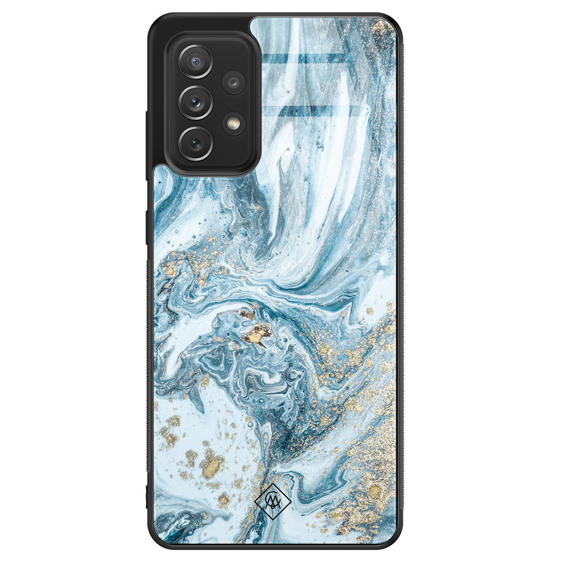 Casimoda Samsung Galaxy A52 glazen hardcase - Marble sea