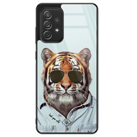 Casimoda Samsung Galaxy A52 glazen hardcase - Tijger wild