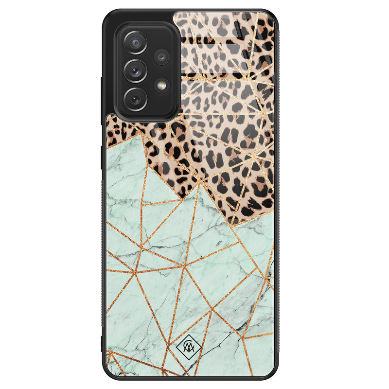 Casimoda Samsung Galaxy A52 glazen hardcase - Luipaard marmer mint