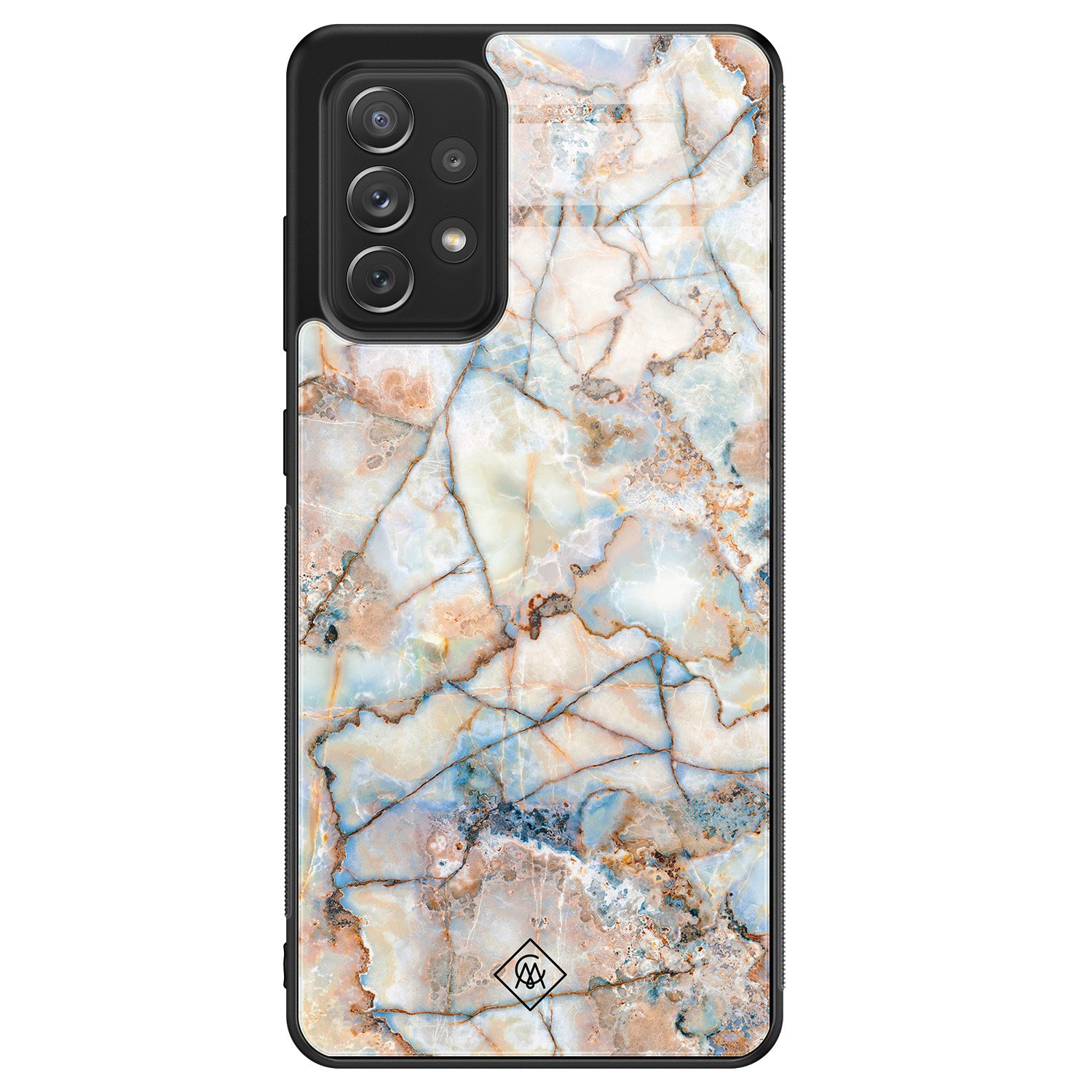 Samsung Galaxy A52 glazen hardcase Marmer bruin blauw
