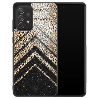 Casimoda Samsung Galaxy A52 glazen hardcase - Chevron luipaard