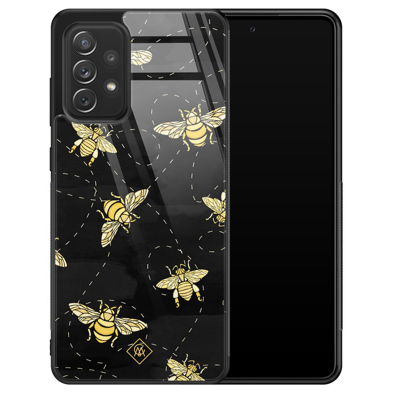 Casimoda Samsung Galaxy A52 glazen hardcase - Bee yourself
