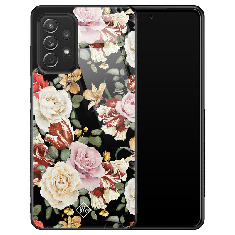 Casimoda Samsung Galaxy A52 glazen hardcase - Flowerpower