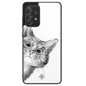 Casimoda Samsung Galaxy A52 glazen hardcase - Peekaboo