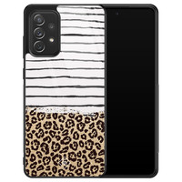 Casimoda Samsung Galaxy A52 glazen hardcase - Leopard lines